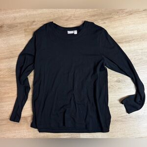 CHICO'S HELENA LONG SLEEVE COTTON TEE BLACK NWT CHICOS size 3/XL NWT